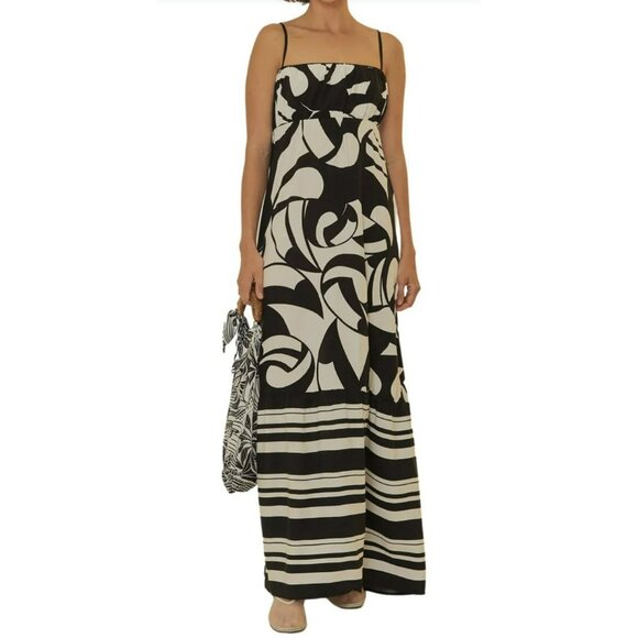 FARM Rio Dresses & Skirts - Farm Rio Black White Abstract-Print Maxi Dress Size Large NWT